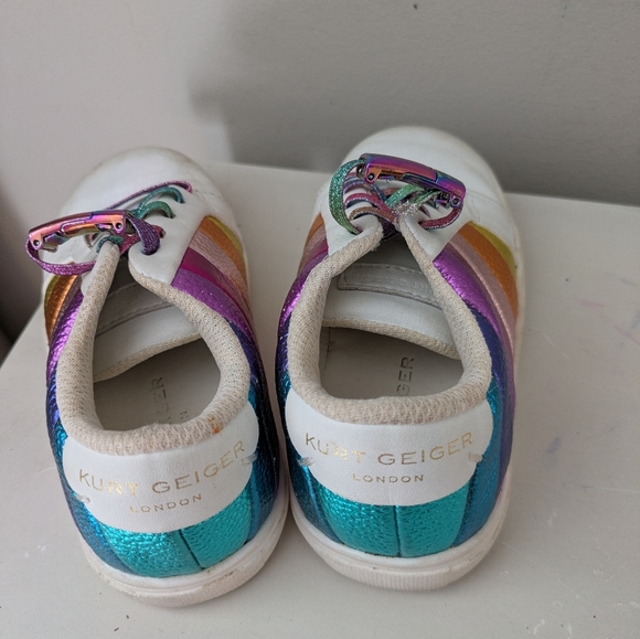 Kurt Geiger Girls Stripe Metallic Sneakers Size 8 - Picture 3 of 4